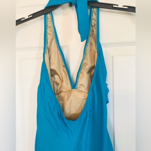 NIKI Wior Teal Deep V Neck Buckle One Piece Bathing Suit Plus Size 14 - Picture 6 of 8